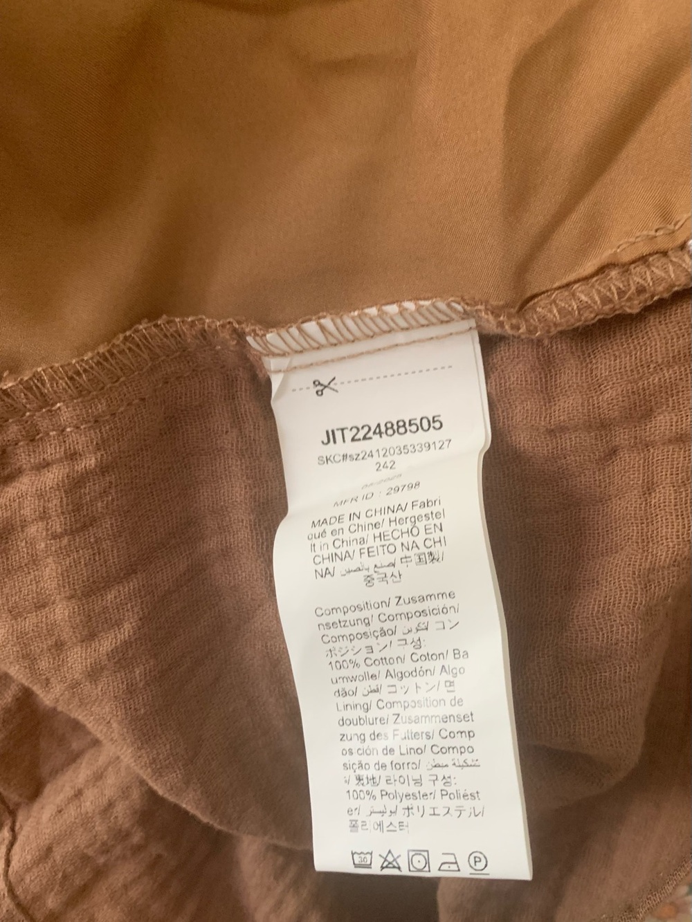 Brown Embroidered Cotton Vest with Tassel Tie - Picture 4 of 4